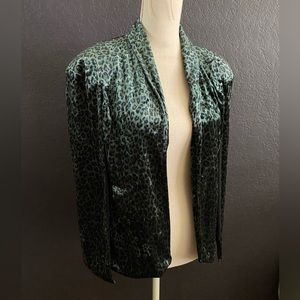 Free People Ever After Leopard Green Velvet Cape One Size  NWOT $98